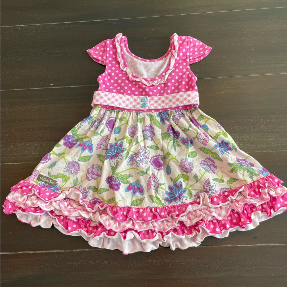 Matilda Jane Short Sleeve Ruffle Dress Polka Dot Size 4 - Picture 2 of 8